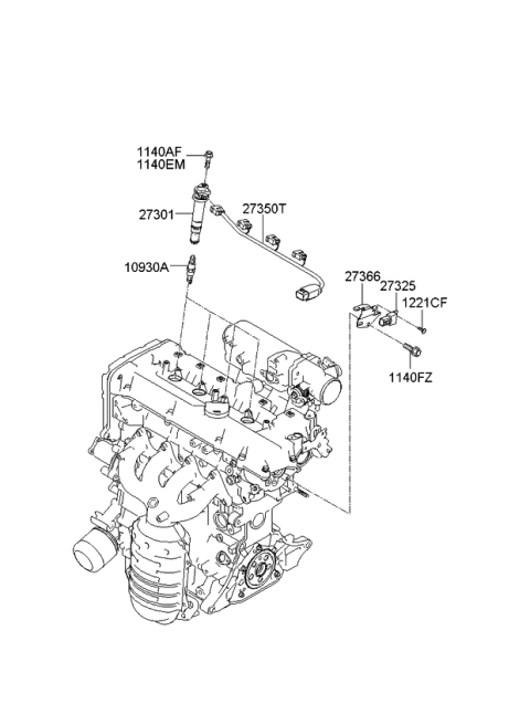 2011 Kia Rio Ignition Coil Assembly Diagram for 2730126640