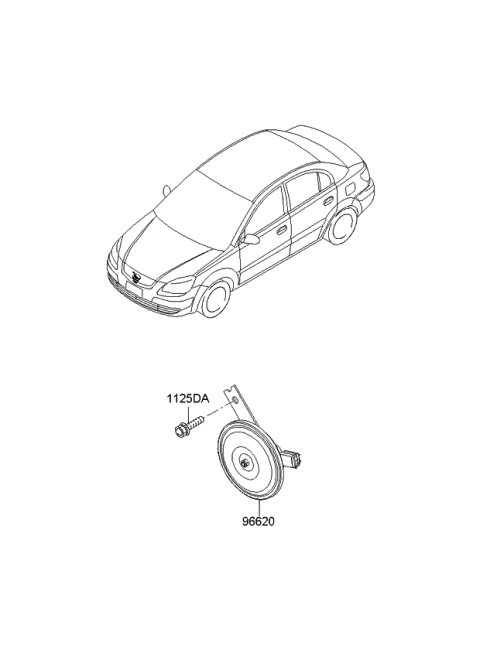 2011 Kia Rio Horn Assembly-High Pitch Diagram for 966201G000