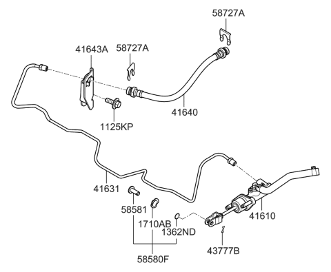2007 Kia Rio Clutch Hose Diagram for 416401G010