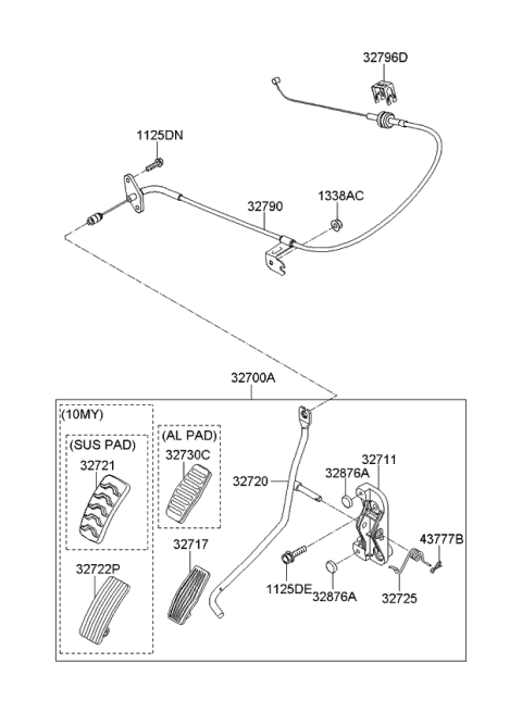2011 Kia Rio Cable Assembly-Accelerator Diagram for 327901G000