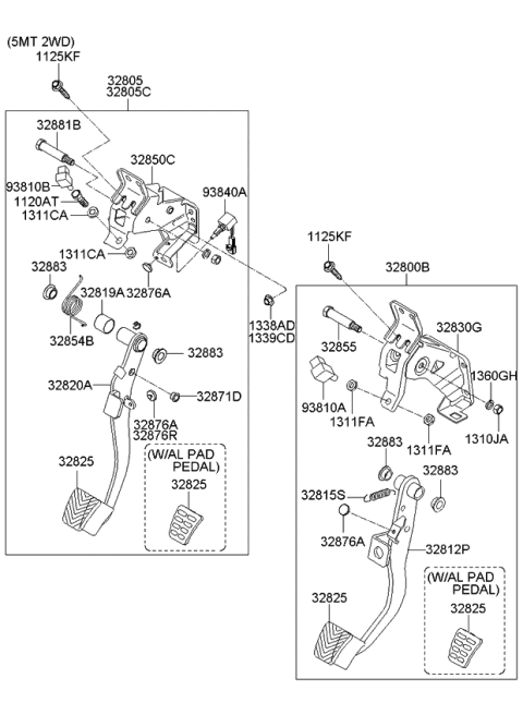 2009 Kia Rio Pedal Assembly-Clutch Diagram for 328051G640