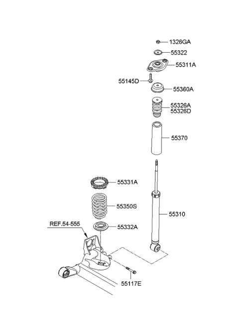 2008 Kia Rio Rear Shock Absorber Assembly Diagram for 553101G110