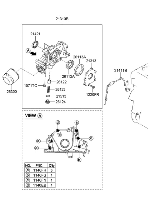 2009 Kia Rio Gear-Oil Pump Outer Diagram for 2611326800
