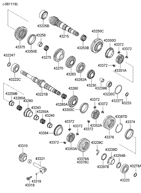 2010 Kia Rio Bearing-Needle ROLLE Diagram for 4325332000