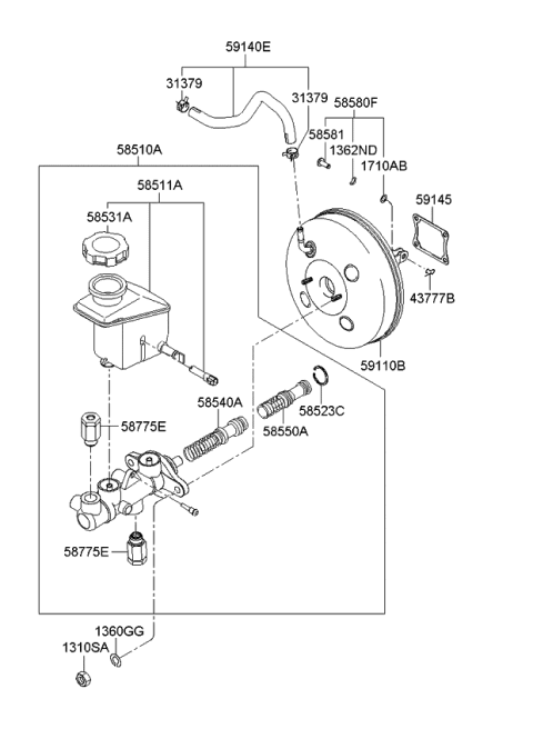 2010 Kia Rio Piston Assembly-SECONDAR Diagram for 585401G000
