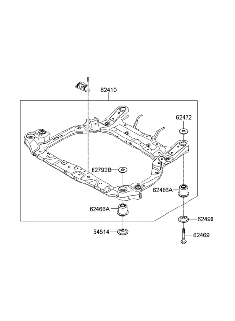 2009 Kia Rio Crossmember Assembly-Front Diagram for 624001G010