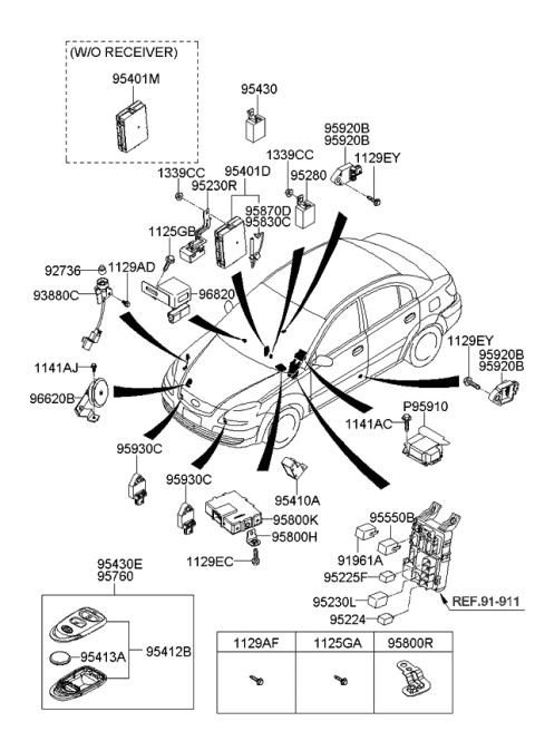 2011 Kia Rio Bell Assembly-Chime Diagram for 968201G000