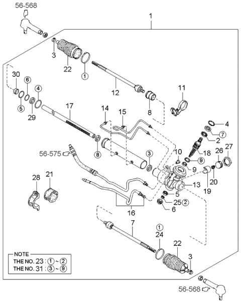 2003 Kia Spectra Power Steering Gear Box Diagram