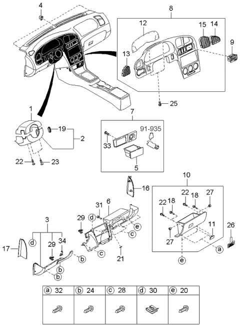 2001 Kia Spectra Ring-Set,Key Cylinder Diagram for 0K9A060261A