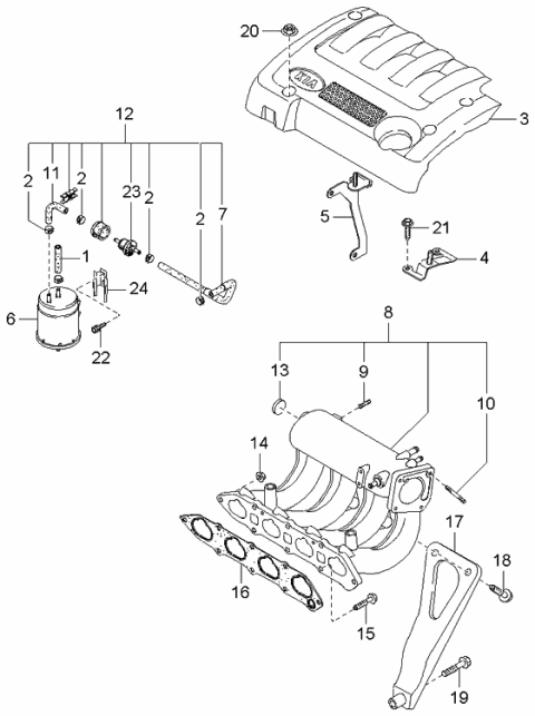2004 Kia Spectra Purge Solenoid Valve & Hose Assembly Diagram for 0K2AA20350A