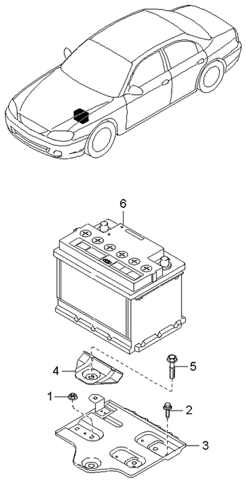 2002 Kia Spectra Clamp-Battery Diagram for 0K2A156034