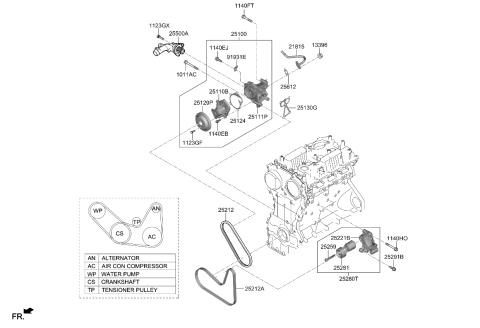 2020 Kia Stinger Pump Assembly-Coolant Diagram for 251102CTA0