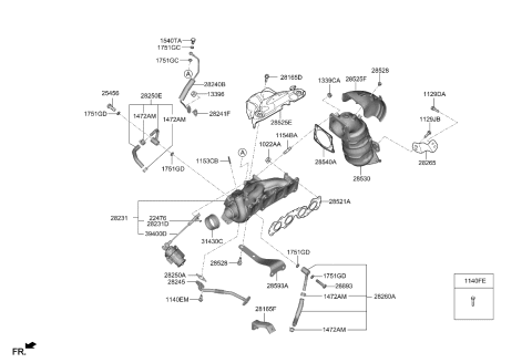 2021 Kia Stinger Gasket-Exhaust MANIF Diagram for 285212CTA1