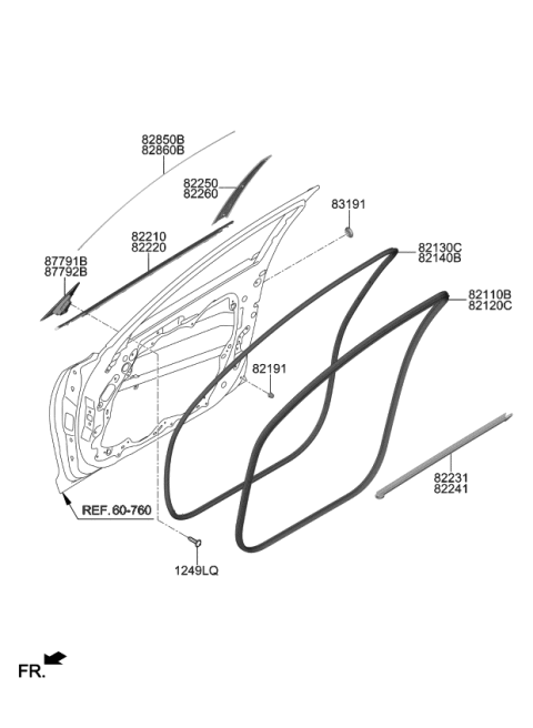 2020 Kia Stinger Moulding-Front Door Diagram