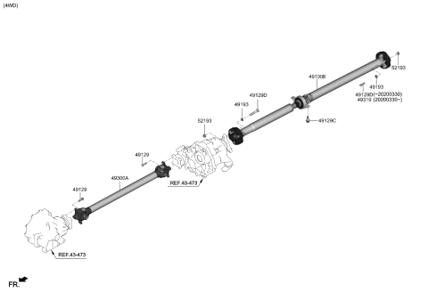 2018 Kia Stinger Shaft Assembly-Propeller Diagram for 49100J5000