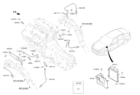 2019 Kia Stinger Engine Ecm Control Module Diagram for 391053LCN2