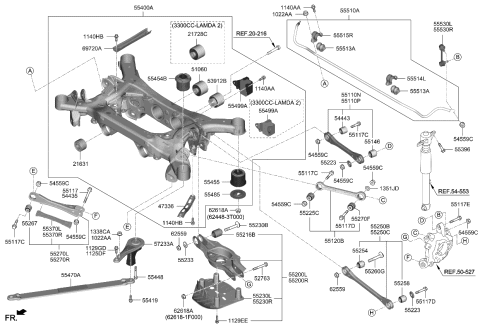 2021 Kia Stinger BUSHING-CROSSMEMBER Diagram for 55418J5100