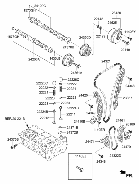 2019 Kia Stinger Hydraulic Tensioner Assembly Diagram for 244702G800