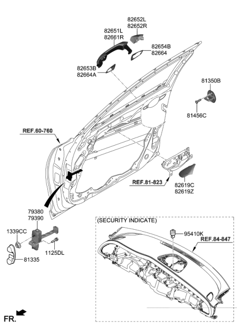 2019 Kia Stinger Door Outside Handle Assembly Diagram for 82661J5210