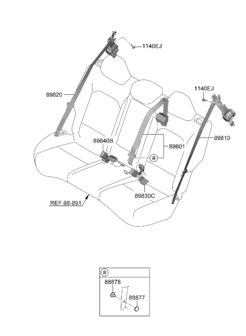 2023 Kia Soul Rear Seat Belt Diagram