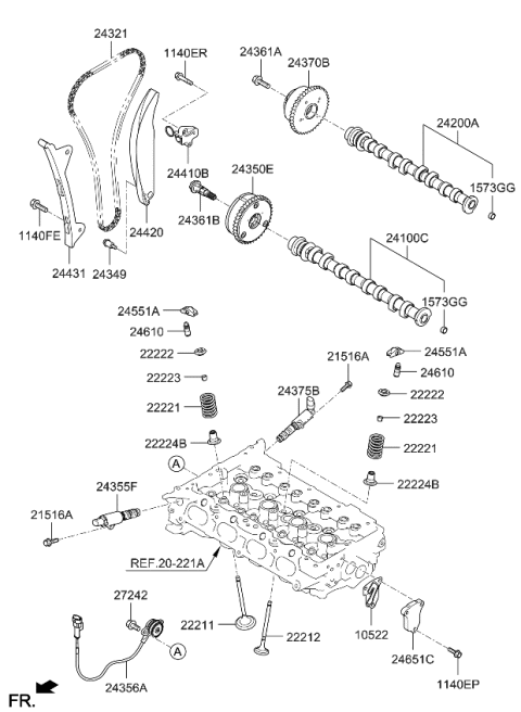 2024 Kia Soul Rocker Arm Assembly Diagram for 245512E001