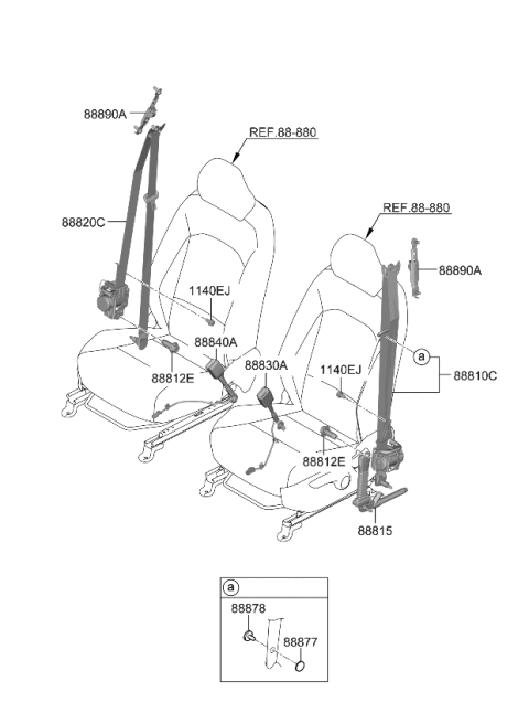 2023 Kia Soul Belt-Front Seat Diagram