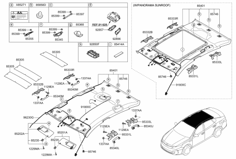 2016 Kia Optima Hybrid Handle Assembly-Roof Assist Diagram for 85340D4200BGA