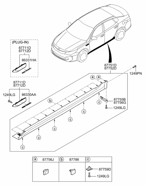 2017 Kia Optima Hybrid MOULDING Assembly-Side S Diagram for 87752A8220