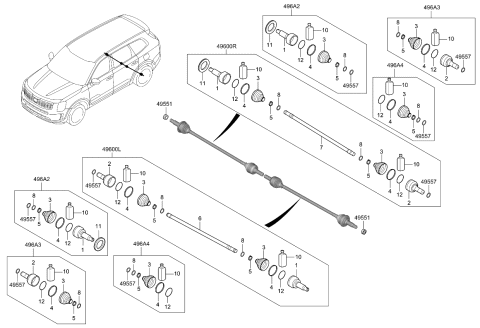 2023 Kia Telluride Drive Shaft (Rear) Diagram