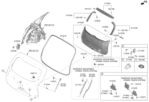 2023 Kia Telluride Tail Gate Trim Diagram