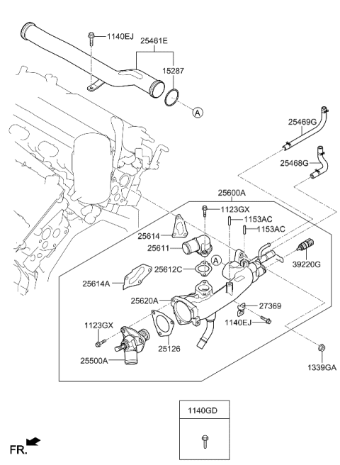 2023 Kia Telluride Coolant Pipe & Hose Diagram