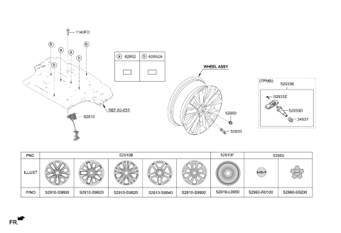 2023 Kia Telluride Wheel & Cap Diagram
