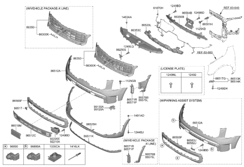 2023 Kia Telluride GRILLE ASSY-RADIATOR Diagram for 86350S9700