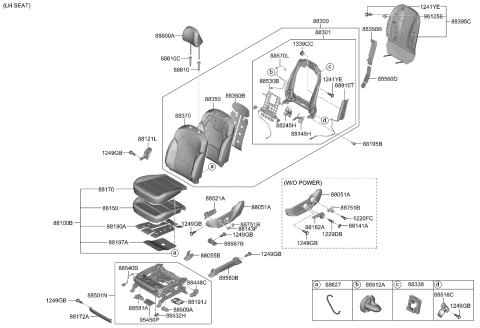 2024 Kia Telluride Tilt Motor Assembly-LH Diagram for 88583C1100