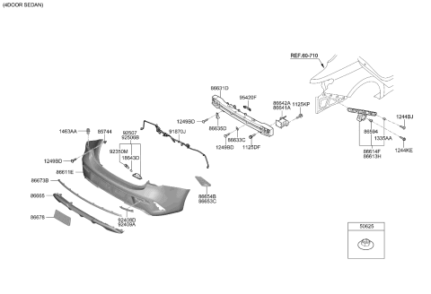 2022 Kia Rio Rear Bumper Diagram 1