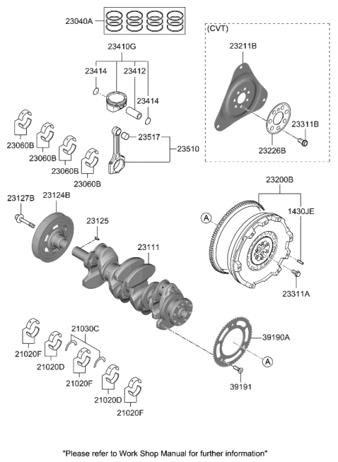 2023 Kia Rio Crankshaft & Piston Diagram