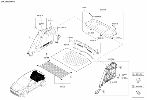 2021 Kia Rio Luggage Compartment Diagram 1