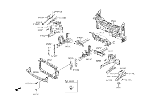 2023 Kia Rio Fender Apron & Radiator Support Panel Diagram