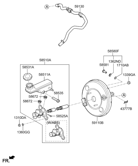 2023 Kia Rio Brake Master Cylinder & Booster Diagram