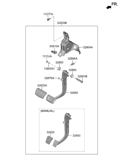 2023 Kia Rio Brake & Clutch Pedal Diagram 1