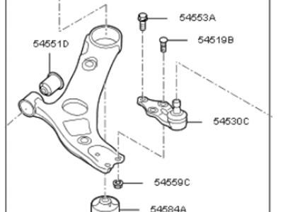Kia 545012T130 Arm Complete-Front Lower