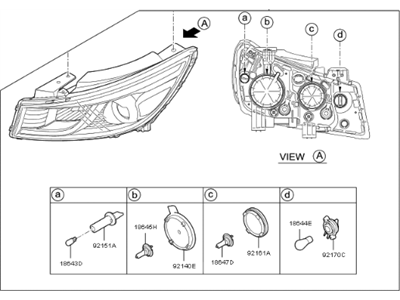 Kia 92101A9110 Driver Side Headlight Assembly