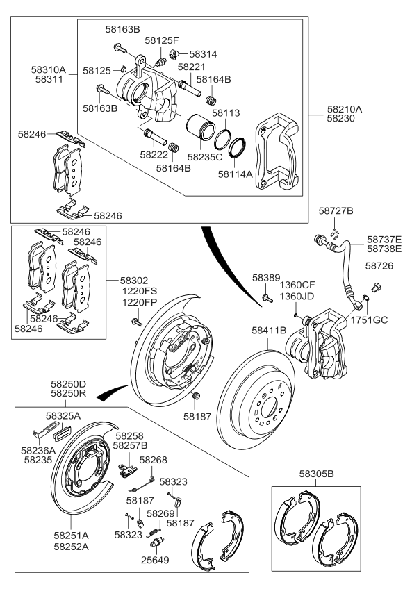 58311B2A00 Genuine Kia CALIPER KITREAR BRAKE