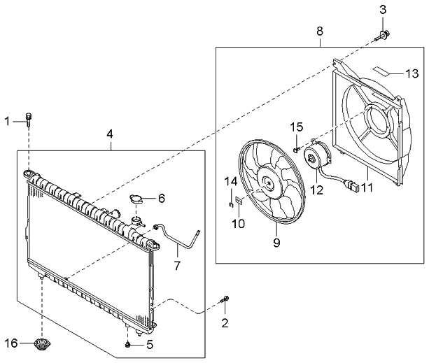 2004 Kia Amanti Radiator Hose Diagram