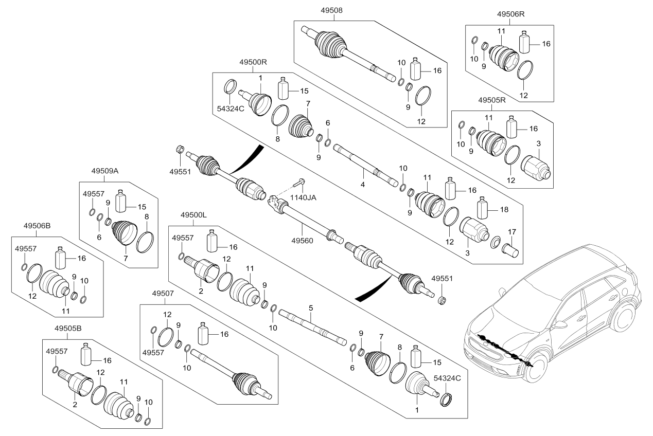 2017 Kia Niro Drive Shaft (Front) Kia Parts Now