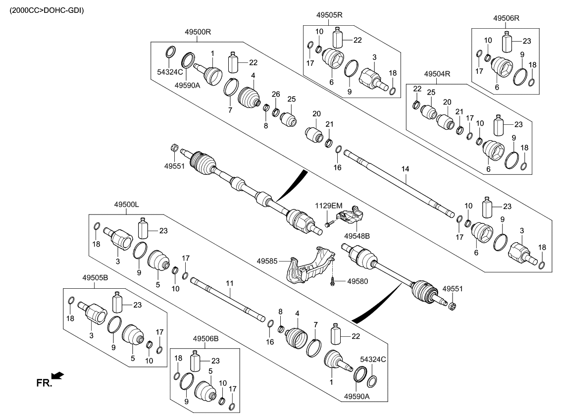 49500B2500 Genuine Kia JOINT ASSEMBLYCV LH