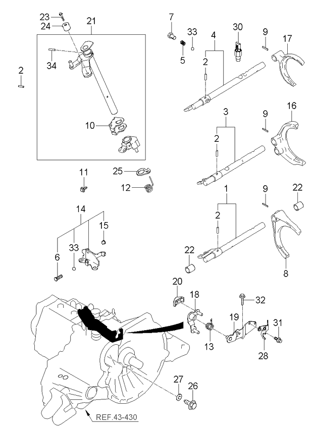 2006 Kia Spectra Sedan Gear Shift Control Kia Parts Now