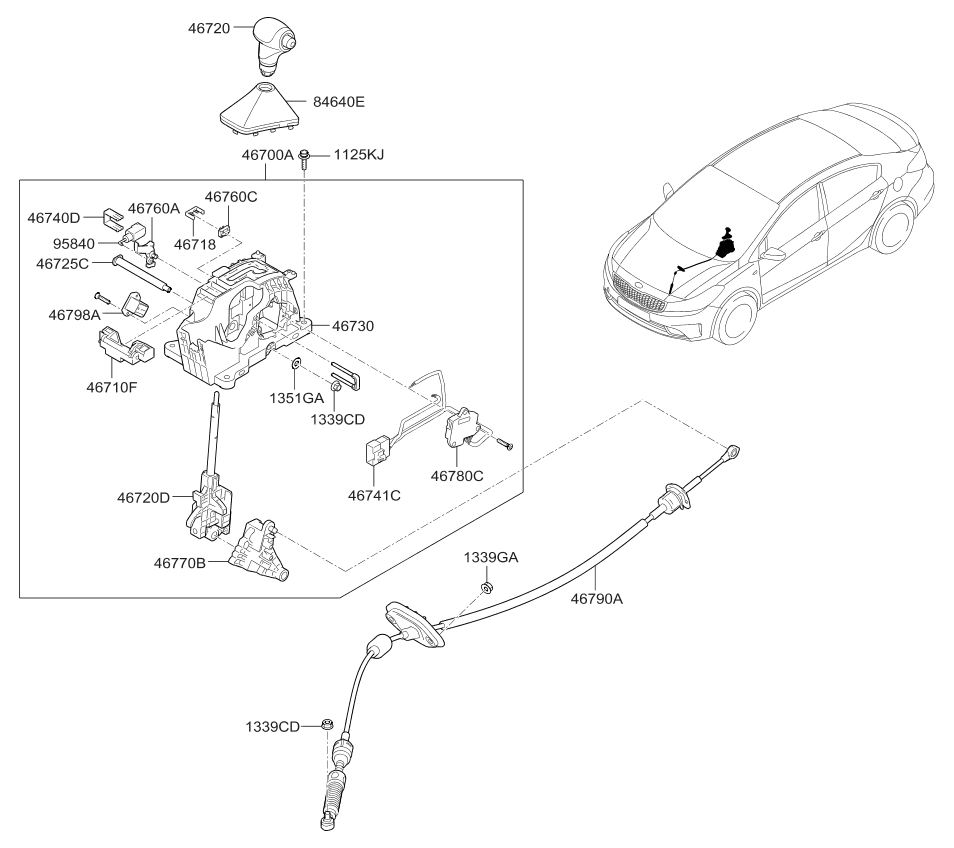 46720A2100D6A Genuine Kia Knob AssemblyGear Shift