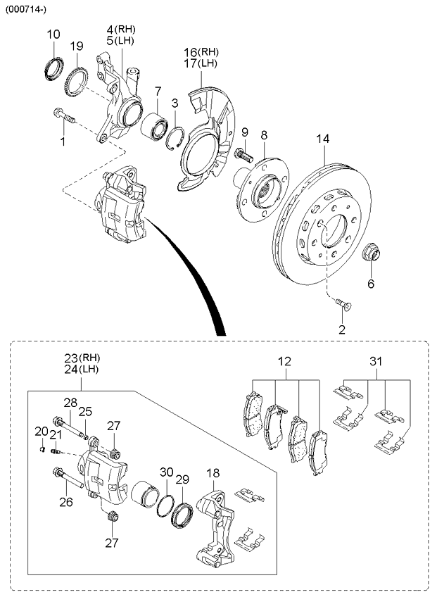 0K9A233047 Genuine Kia Front Wheel Bearing