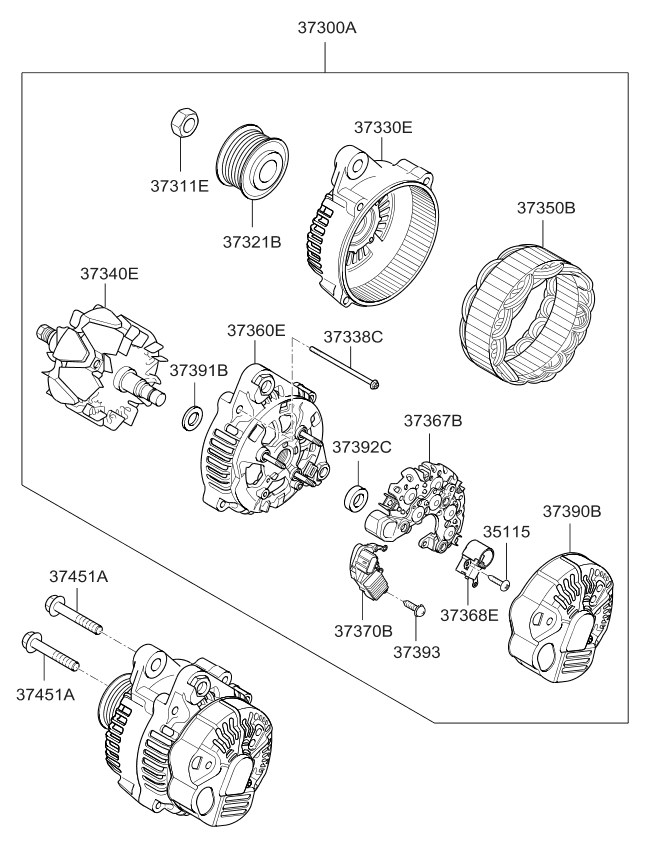 2006 Kia Sorento New Body Style (Produced After SEP.2006) Alternator
